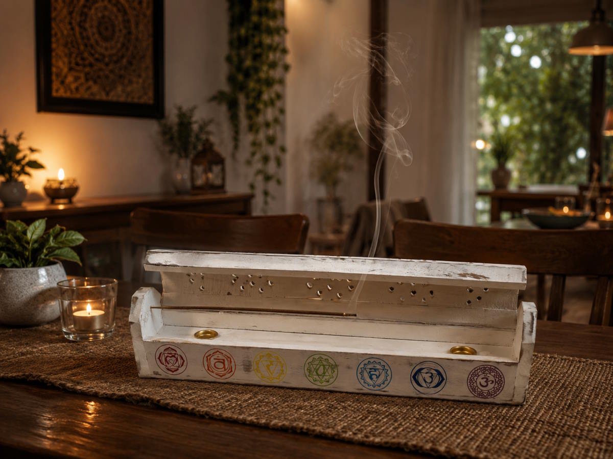 Incensario chakras cajita blanca